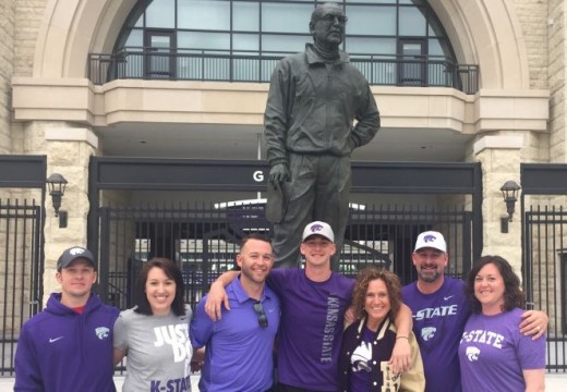 Skylar and family at Snyder statue