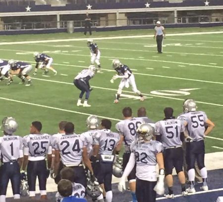 David Lewis on the field Blue Grey game