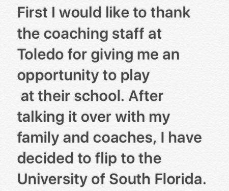 Bentlee Sanders USF statement