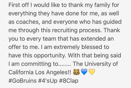 Jaxson Kirkland UCLA statement