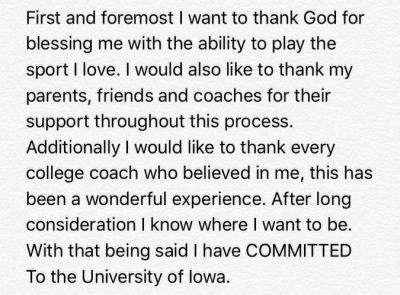Josh Turner Iowa statement